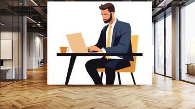 man in business suit using laptop vector flat isolated illustration Wall mural