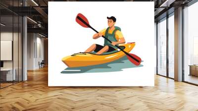 Man Paddling Kayak vector flat minimalistic isolated illustration Wall mural