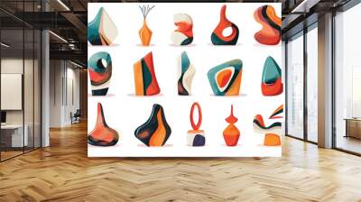 modern abstract decor sculpture set isolated vector style Wall mural