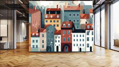 Old city street vector simple illustration Wall mural