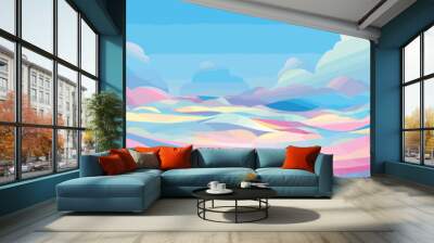 rainbow in sky vector simple 3d smooth cut and paste isolated illustration Wall mural