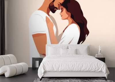 romantic couple vector flat minimalistic isolated illustration Wall mural