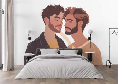 romantic gay men couple stock image isolated vector style Wall mural