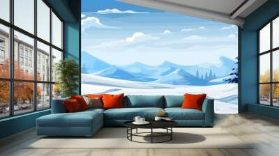 snowy landscape vector flat minimalistic isolated illustration Wall mural