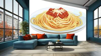 spaghetti with bolognese sauce isolated vector style Wall mural