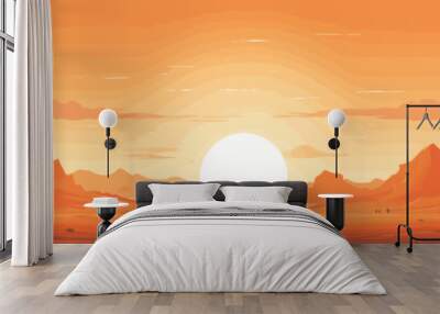 sunrise desert vector flat minimalistic isolated illustration Wall mural