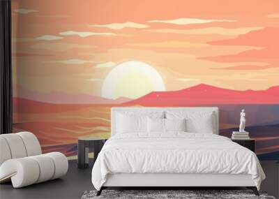 sunrise ocean vector flat minimalistic isolated illustration Wall mural