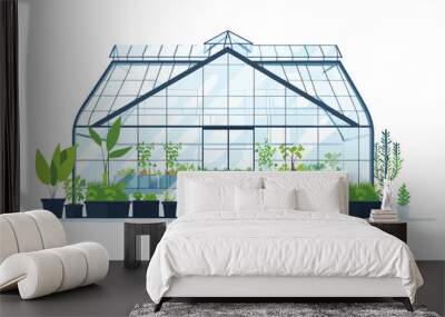 Sustainable Agriculture in a Controlled Greenhouse En isolated Wall mural