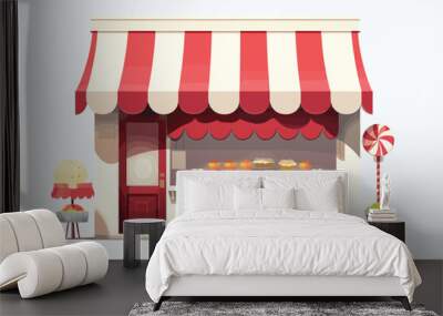 sweet shop awning vector flat minimalistic isolated illustration Wall mural