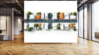 top view aerial shot of city vector flat isolated illustration Wall mural