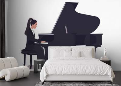 woman in business suit playing on piano stock image isolated vector style Wall mural