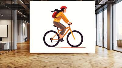 woman on bike vector flat minimalistic isolated illustration Wall mural