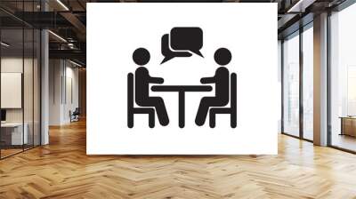 vector illustration people at a table talking, icon symbol Wall mural