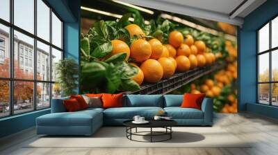 A display of freshly harvested orange Wall mural