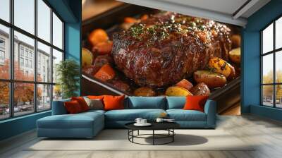 Beef pot roast with carrots, potatoes Wall mural