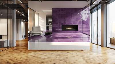 Purple ceramic tiles in modern house flooring theme  Wall mural