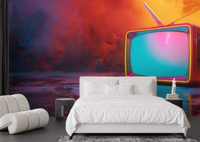 retro tv on vibrant colors  Wall mural