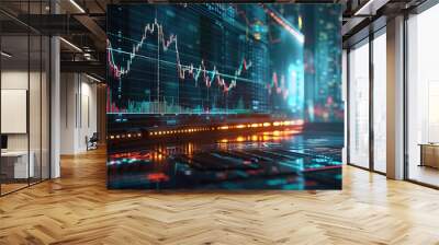 Stock Market charts on a futuristic screen, Stock market trading floor Wall mural