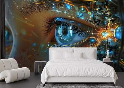 Technological Integration Imagine a world where technology has seamlessly integrated into every aspect of our lives Wall mural