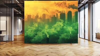 Urban air quality improvement technologies solid color background Wall mural