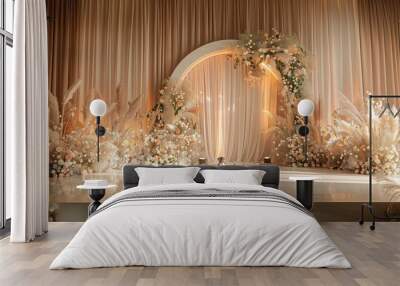 Wedding decoration backdrop with podium and wedding decorations Wall mural