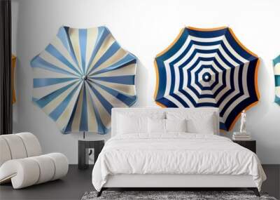 beach umbrella collection. top view, pattern in stripes. isolated from all social contexts. Wall mural