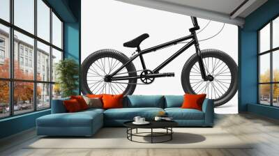 Black BMX bicycle mockup, isolated white background Wall mural