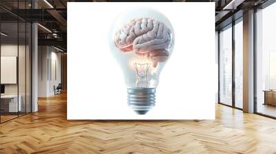 Brain inside a light isolated on white background Wall mural