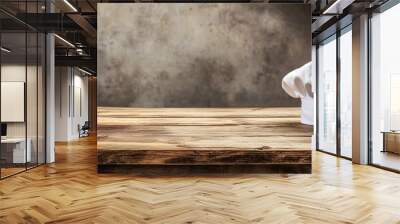 Chef's hat and an empty wooden table Wall mural