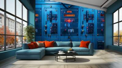 Electrotechnical switchgear for switching, control and distribution, main color dark blue Wall mural