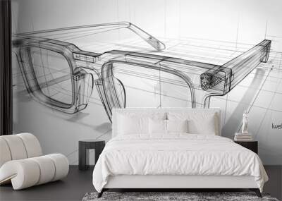 glasses technical drawing Wall mural