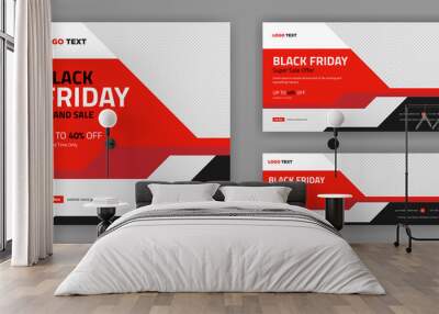 Black friday social media set banner template design, Minimalistic abstract design for social media, facebook cover, web banner. Wall mural