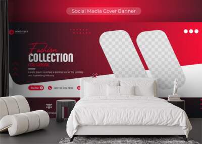 Fashion sale social media Facebook cover banner template, Web banner timeline template Wall mural