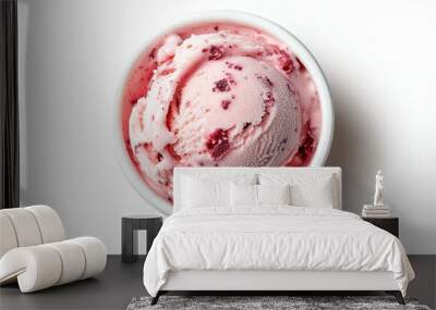 Isolated on a white background, close-up of ice cream with the top of the ice cream cup Wall mural