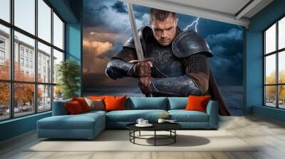 medieval knight with sword Wall mural