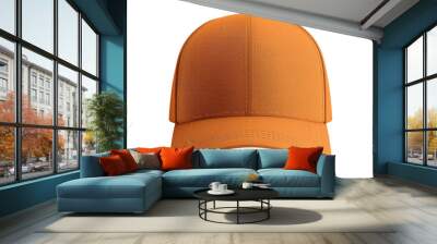 Orange baseball cap isolated on transparent background Wall mural