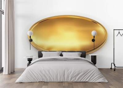 Plaque made of gold. Metal gold plate. Oval blank sign made of gold. Vector image Wall mural