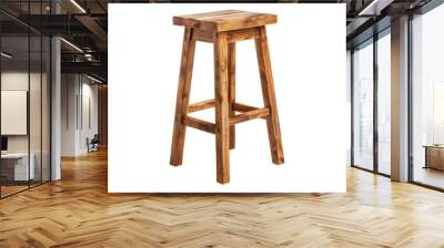 Tall wooden bar stool isolated on transparent background Wall mural