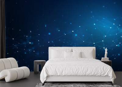 Abstract connected dots and lines on blue background Wall mural