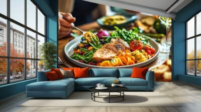 Grilled chicken with vegetables Wall mural