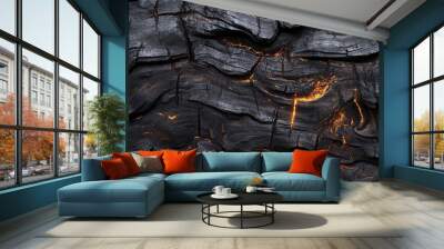 Burnt Wood to Charcoal Black Wood Texture Wall mural