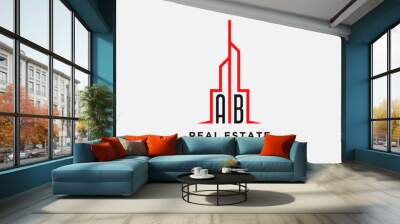 Initial letter AB  Real Estate Logo stock illustration. Logo vector Wall mural