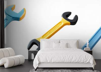 Colorful Toy Wrenches in Varied Sizes Isolated on Transparent Background Wall mural