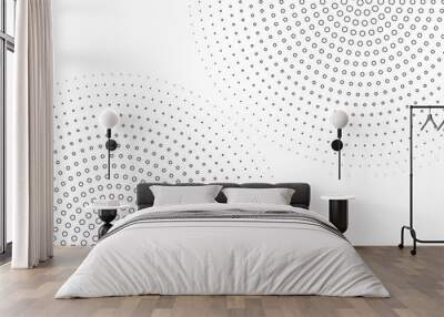 Halftone vector background. Monochrome abstract dotted gradient backdrop Wall mural