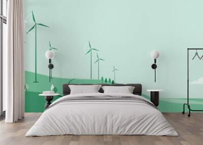 Green energy resource vector illustration. Nature landscape with Wall mural