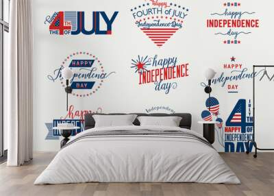 Happy Independence Day United States overlay. Fourth of July - July4th banner, label or poster. Vector Set Wall mural