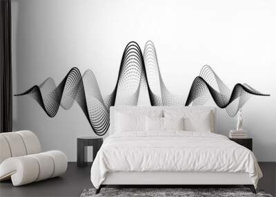 Sound wave vector background. Audio music soundwave. Voice frequency form illustration. Vibration beats in waveform, black and white color. Creative concept Wall mural