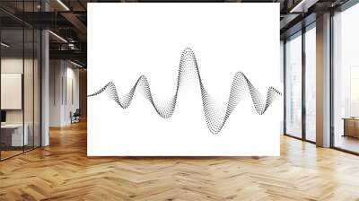 Sound wave vector background. Audio music soundwave. Voice frequency form illustration. Vibration beats in waveform, black and white color. Creative concept Wall mural