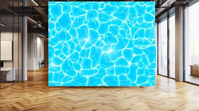 Water pool texture bottom vector background, ripple and flow with waves. Summer blue aqua swiming seamless pattern. Sea, ocean surface. Top view Wall mural