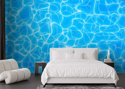 Water vector background, ripple and flow with waves. Summer blue swiming pool pattern. Sea, ocean surface. Top view Wall mural